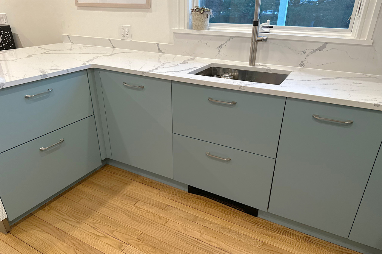 230327-full white slab countertop - stainless steel sink-1280-2 full white slab countertop - stainless steel sink